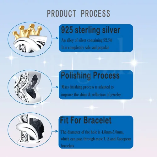 Vista 4 de HappyStar Dijes completos del alfabeto de la A Z de plata de ley 925 para pulseras y collares, regalo de joyería para mujeres y niñas