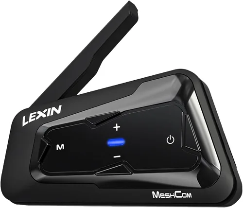 Vista 10 de LEXIN MeshCom - Auriculares Bluetooth para motocicleta, sistema de comunicación de malla para 24 conductores, intercomunicador de casco