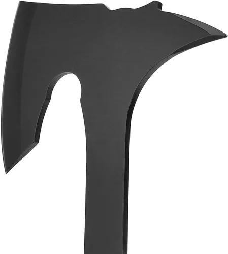 Vista 3 de Hacha de camping con vaina de cuero – Tomahawk de supervivencia compacta de 13" con tang completo y mango de madera para senderismo, supervivencia