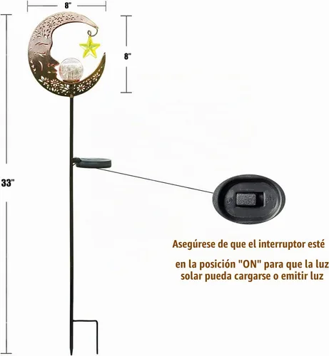 Vista 7 de Hapjoy - Luces solares para exteriores, decoración con forma de luna, linterna para patio, césped o camino, decoraciones con globo de cristal Bronce