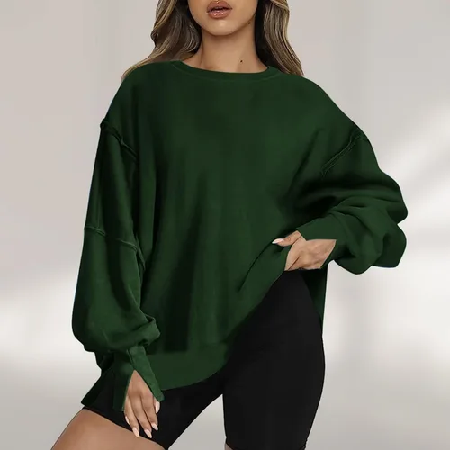 Vista 3 de Sudadera de gran tamaño para mujer, sudaderas de cuello redondo, sudaderas con capucha para otoño, ropa de invierno Y2K a la moda para adolescentes