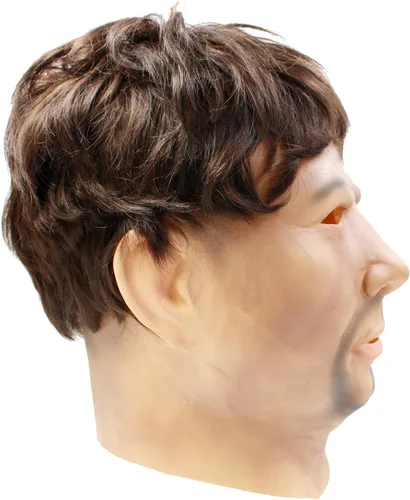 Vista 3 de CreepyParty Máscara de cabeza realista de látex para fiesta de Halloween, hombre fuerte