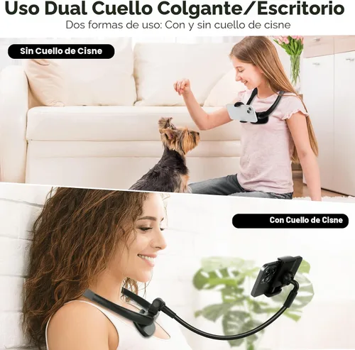 Vista 2 de Soporte para teléfono celular, soporte para teléfono celular de cuello, soporte de teléfono flexible de cuello de cisne sin manos para cama, soporte
