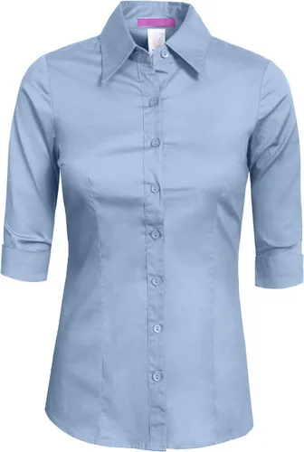 Vista 28 de NE PEOPLE Camisa de oficina con botones y manga 3/4 a medida para mujer
