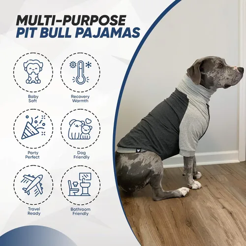 Vista 8 de Tooth & Honey Camisa para perros grandes, transpirable, de algodón y elastano, con cobertura completa debajo del vientre, para aliviar alergias