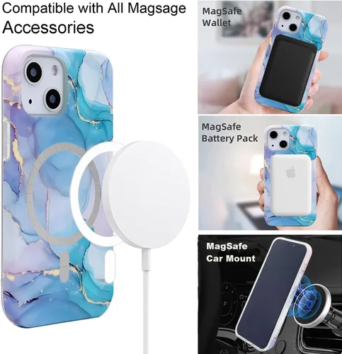 Vista 3 de Funda magnética para iPhone 14 Plus de 6.7 pulgadas, compatible con carga MagSafe, TPU suave, delgada, a prueba de golpes, bonita funda protectora