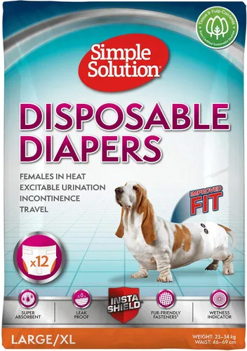 Vista 12 de Simple Solution Pañales para perros desechables, 12 unidades, XS