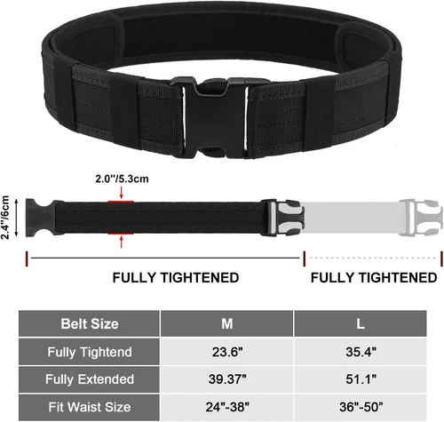 Vista 3 de AGPTEK Cinturón táctico de combate de nylon para seguridad policial (negro)