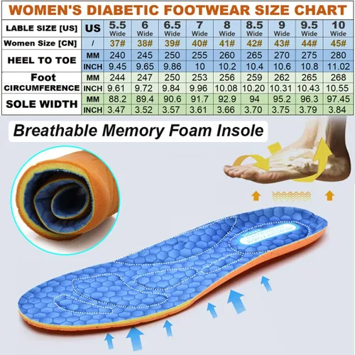 Vista 2 de W&LESVAGO Zapatos de mujer con edema diabético ancho con cierres totalmente ajustables, fáciles de poner y quitar, zapatos deportivos para caminar