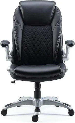 Vista 7 de Staples Mcallum Silla ergonómica de oficina ejecutiva y gerente, silla giratoria de escritorio con ruedas, altura ajustable, cuero regenerado