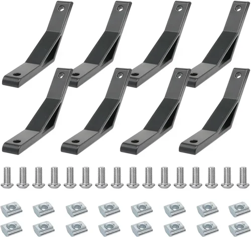 Vista 10 de 10 Conjuntos de Conector de Esquina de Extrusión de Aluminio 2020 Serie 20 Placa de Unión de Ranura en T y V Hardware Conector en L con Tuercas en T