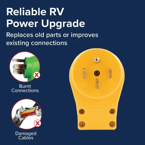 Vista 3 de Camco Power Grip - Enchufe de repuesto de 50 amperios - La cabeza se fija al cable de extensión existente de RV - Cuenta con enchufe RV de 50
