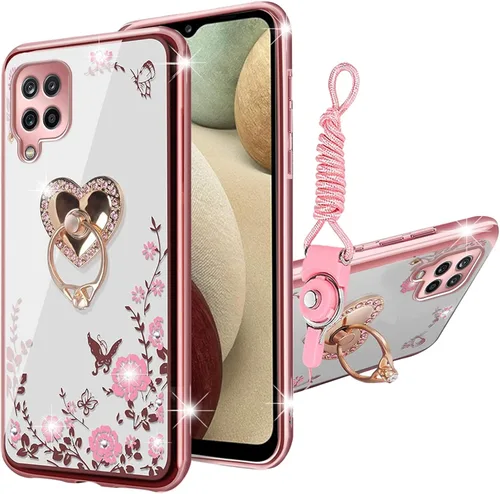 Vista 10 de Funda para Samsung Galaxy A12, A12 Samsung Phone Case para mujer con purpurina de cristal suave TPU transparente de lujo Bling Funda protectora