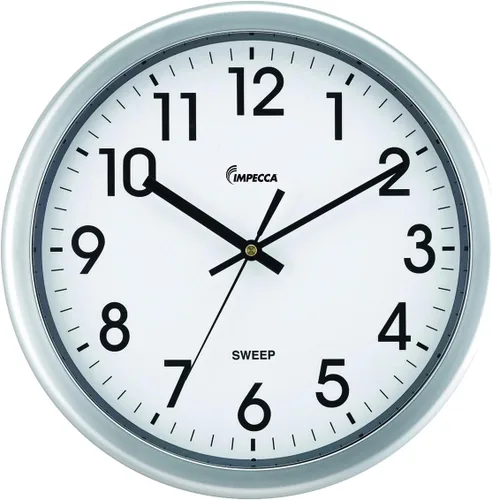 Vista 7 de Impecca WCW12M1 Reloj de pared con movimiento de barrido sin tictac, 12 pulgadas, color negro
