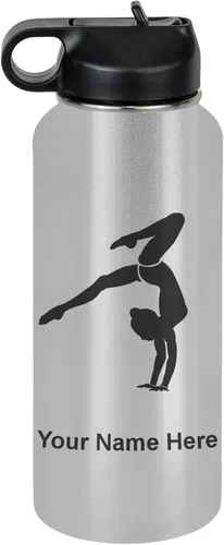 Vista 76 de LaserGram Botella de agua personalizada, soporte de mano de gimnasta, acero inoxidable de doble pared aislada al vacío con popote superior, regalo