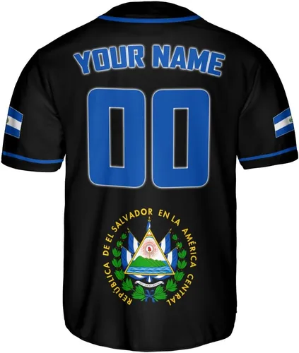 Vista 3 de MonkeyVan Camiseta de béisbol de El Salvador personalizada con la bandera de El Salvador, Orgullo salvadoreño, orgullo de El Salvador, para hombre
