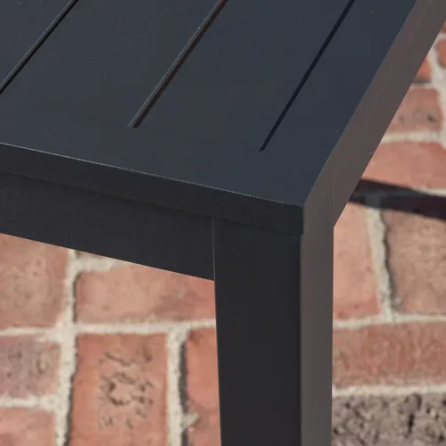 Vista 3 de Hanover Naples - Mesa de comedor cuadrada de aluminio para exteriores de 38 pulgadas, gris, para todo tipo de clima