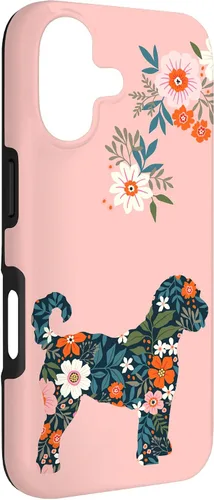 Vista 3 de Floral Dog Silhouette for Labradoodle or Gooldendoodle Mom Case for iPhone 17