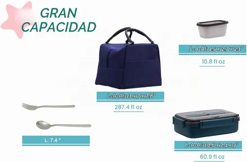 Vista 3 de MINCOCO Bento - Lonchera a prueba de derrames, ecológica, contenedor de almacenamiento de alimentos con una gran bolsa de almuerzo, tarro de salsa