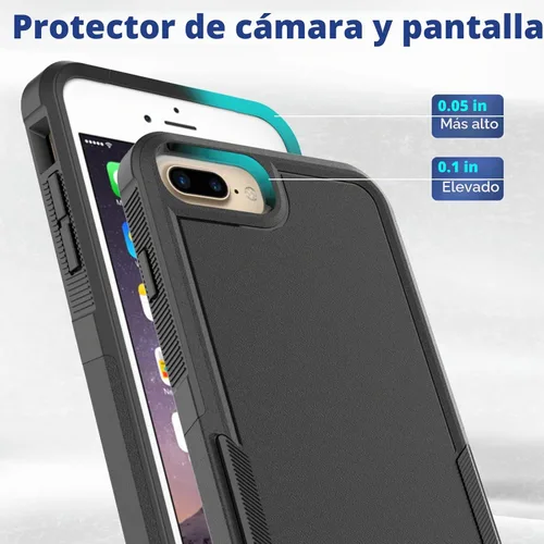 Vista 4 de MDCN Funda para iPhone 8 Plus, iPhone 7 Plus: funda protectora de doble capa resistente para teléfono celular, a prueba de golpes, resistente