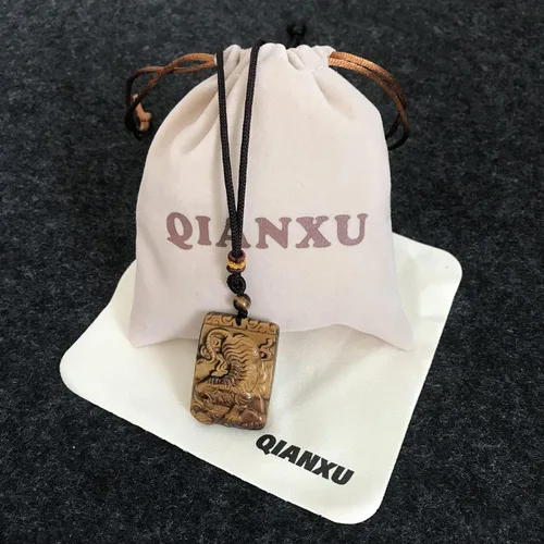 Vista 7 de QIANXU Collar de cristal de ojo de tigre para hombre, amuleto de tigre valiente, joyería curativa del zodiaco chino para mujer, cuerda ajustable
