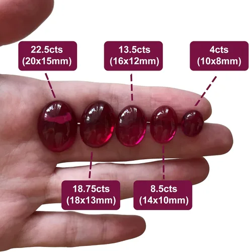 Vista 4 de Oval Cabochons Loose Synthetic Ruby Stone Flatback Red Corundum Gemstone 3A VVS (1Pcs)