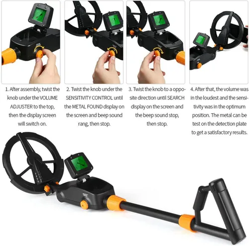 Vista 5 de Detector de metales, con pantalla LCD, detector de oro para niños, detector de alta precisión impermeable, volumen de sensibilidad ajustable, moneda