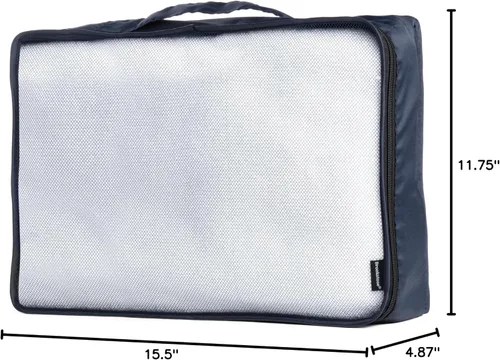 Vista 8 de Brookstone Juego de 4 cubos de embalaje para ropa, organizador de equipaje y bolsa para zapatos, artículos esenciales de viaje, azul marino
