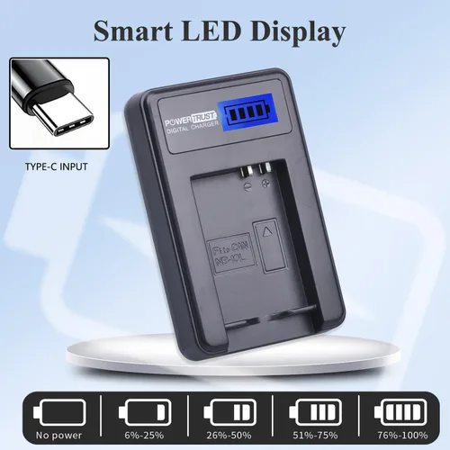 Vista 5 de Paquete de 2 baterías de cámara NB-10L y cargador USB LCD para Canon G1X G15 G16 SX40HS SX50HS SX60HS SX40 SX50 HS