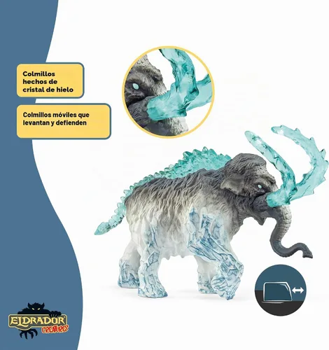 Vista 5 de Schleich Eldrador - Figura de juguete de mamut escarchado - Niños a partir
