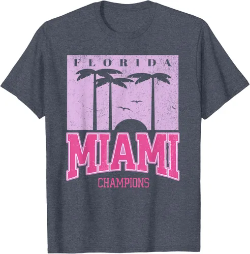 Vista 28 de MIAMI Beach Sunset Camiseta Florida Miami Palm Trees Camiseta Camiseta, Negro
