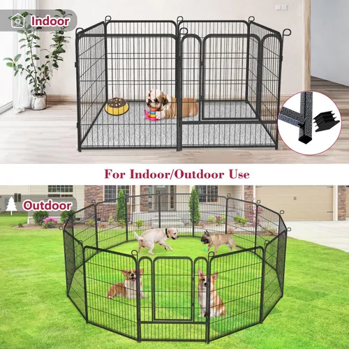 Vista 8 de Corralito para perros, 32 pulgadas, 10 paneles cerca para perros de exterior, corral para perros de interior antióxido, corral para mascotas