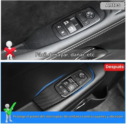 Vista 3 de Karltys Cubierta de panel de interruptor de ventana para Dodge Challenger 2015-2023, accesorios de fibra de carbono, interruptor de control
