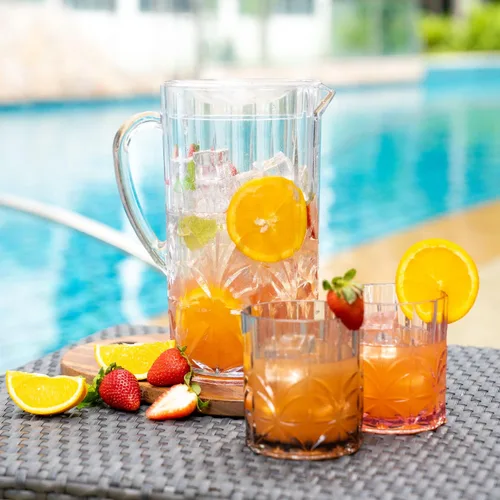 Vista 6 de BELLAFORTE Myrtle Beach - Jarra de agua transparente + vaso alto transparente – Tritán inastillable – Apto para lavavajillas