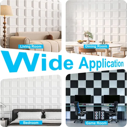 Vista 8 de Art3d Paquete de 33 paneles de pared decorativos con textura 3D para decoración de interiores, paneles de pared decorativos de PVC impermeables