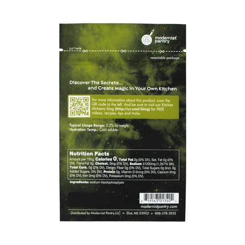 Vista 3 de Tripolifosfato de sodio puro Sin OMG, vegano, sin gluten, certificado OU Kosher (Gastronomía molecular), 50 g/2 oz