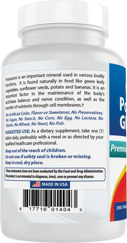 Vista 7 de Best Naturals Gluconato de potasio 595 mg 250 tabletas (250 unidades (paquete de 2))