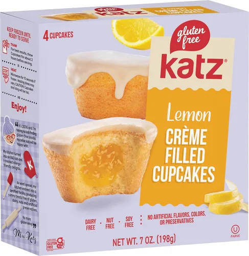 Vista 2 de Katz Gluten Free Snacks Heavenly Creme Cake Paquete variado de pastel de chocolate y vainilla, cupcake de chocolate y limón, libre de lácteos, soja