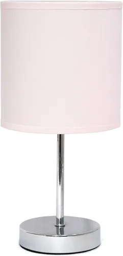 Vista 27 de Simple Designs LT2007-HPK-LB Lámpara de mesa básica cromada para sala de estar, mesita de noche, escritorio, encimera, rosa intenso, con bombilla