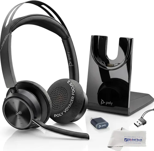 Vista 13 de Poly Voyager Focus 2 UC - Auriculares inalámbricos para oficina, un dispositivo que conecta todo, incluyendo escritorio, PC y teléfono inteligente