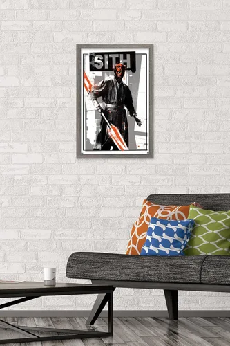 Vista 2 de Trends International Star Wars: The Phantom Menace - Póster de pared de Darth Maul Glitch, 22.4 pulgadas de largo x 14.7 W, versión enmarcada