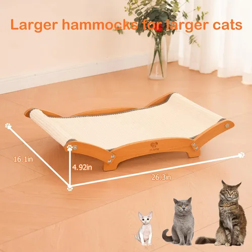 Vista 5 de Cama rascador de sisal extra grande para gatos, poste rascador duradero para gatos con hamaca para gatos de interior, tumbona y dormir y arañazos