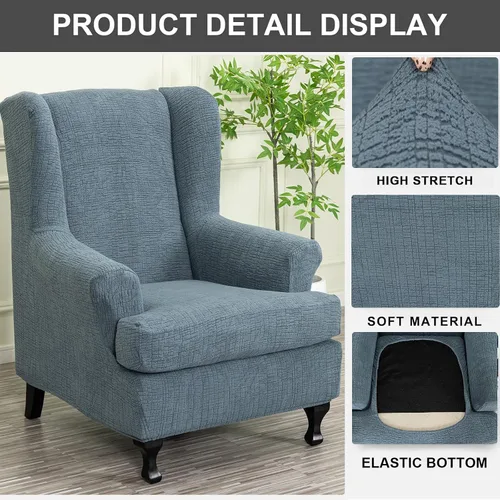 Vista 95 de Eco-Ancheng Funda para silla Wingback, 2 piezas, respaldo de ala, fundas de elastano para sillón con respaldo de ala, fundas para sillón con parte