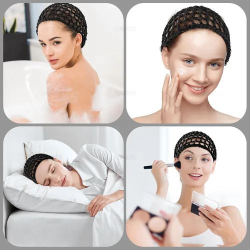 Vista 9 de AUEAR, Redes para el cabello para dormir, redecilla para dormir, gorro largo y recto, peluca rizada, protector de cabeza de malla para envolver