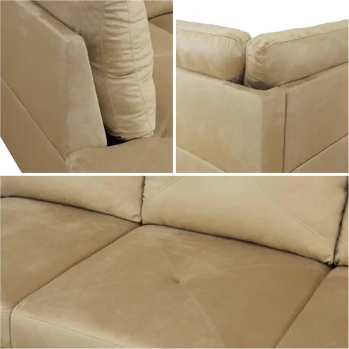 Vista 6 de Sofás en forma de L para sala de estar, muebles de sofá seccional para sala de estar con otomana de almacenamiento, sofá seccional modular con Beige