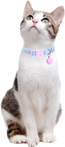 Vista 4 de 2 Pack Eastic Cat Collar with Solid-color Ball Pendant Accessory Puppy