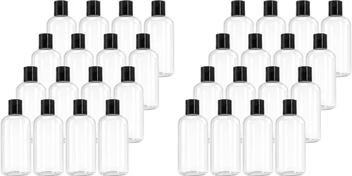 Vista 8 de Bekith Paquete de 16 botellas vacías de plástico transparente de 8 onzas con tapas superiores de disco, recipientes de viaje recargables
