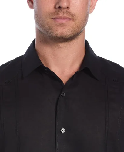 Vista 3 de Cubavera Camisa de manga corta con botones y mezcla de lino para hombre