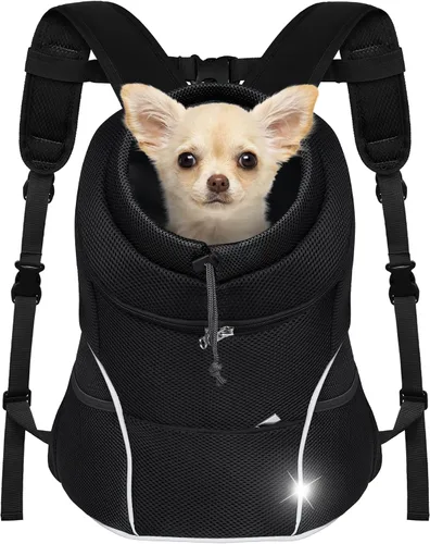 Vista 9 de YUDODO Mochila transportadora frontal para perro, ajustable y transpirable, transportadora para mascotas para perros pequeños, gatos, mochila