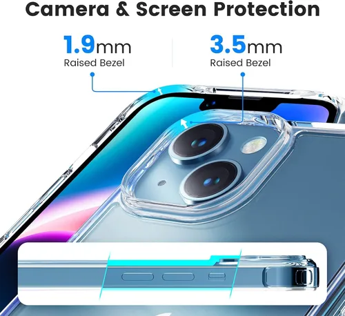 Vista 3 de Mkeke para Funda de iPhone 14 para iPhone 13 Funda Transparente Claro Amortiguadores de Choque Fundas para iPhone 13/14 Funda de Teléfono